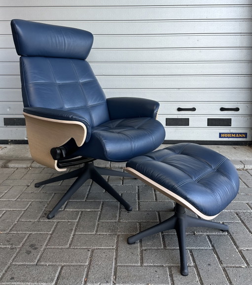 Flexlux Sense con otomana – fauteuils, Wood, Leather (photo 2 of 11)