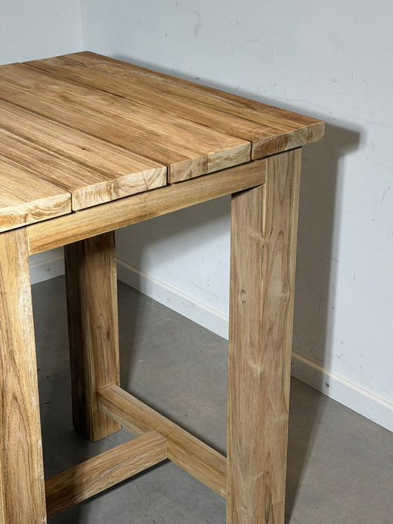 Mesa de bar exterior de teca maciza – 105 cm – Nueva – 80 x 80 cm – Alta calidad – Mesas de jardín (photo 5 of 6)