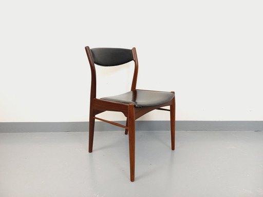 Chaise Scandinave Vintage en Teck et Skai des Années 50 60