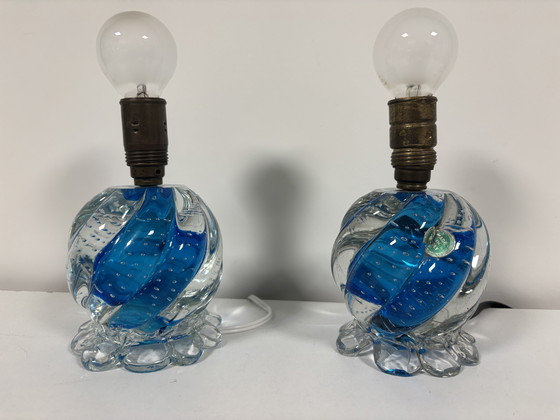 Image 1 of Design by Seguso, Murano Bullicante Tafellamp Italy.