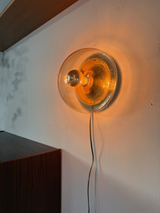 Vintage bubble glass wall lamp, Glashütte Limburg '70