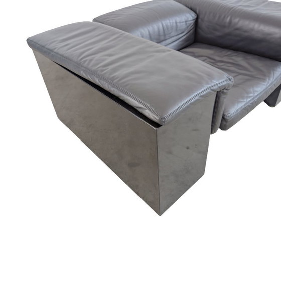 Fauteuil Knoll Brigadier, cuir noir, Cini Boeri, dossier plat, 1980 – Leather, Wood (photo 6 of 10)