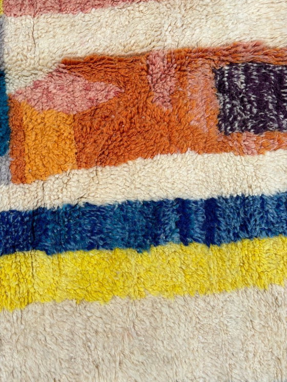 Image 1 of Ecru Berber carpet with colored patterns 250cmx150cm