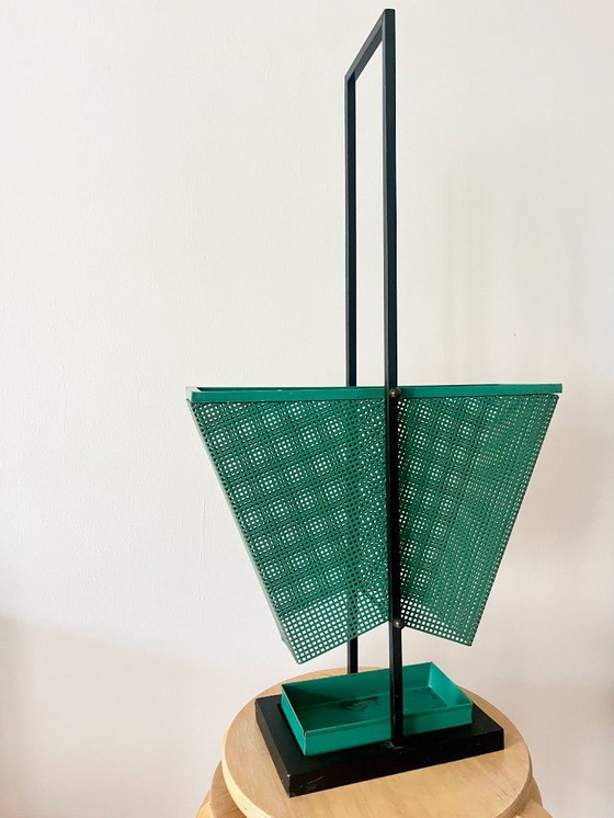 Image 1 of Portaombrelli vintage in metallo verde e nero, stile rockabilly, anni '50