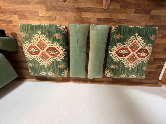 Sofá original de diseño de Giorgio Soressi (años 90) – Estilo posmoderno / Kilim – Herma, Sofás de 2 plazas (photo 10 of 12)