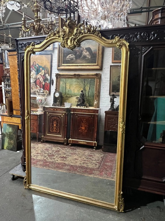 Miroir hauteur 214 cm, cheminée style Louis XV., Bois (photo 12 sur 17)