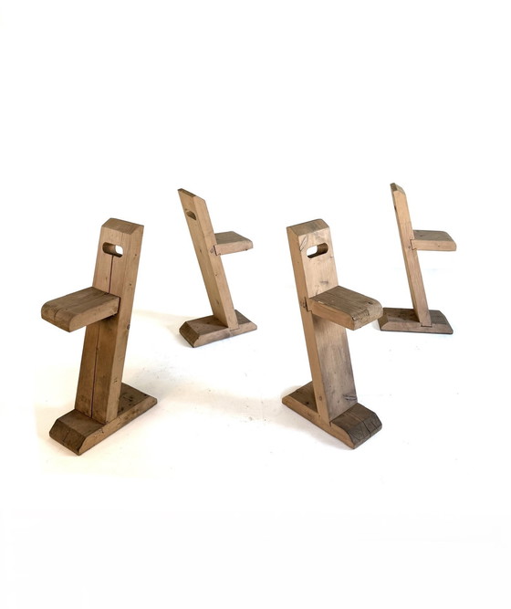 Image 1 of 4x tabourets de bar sculpturaux '80