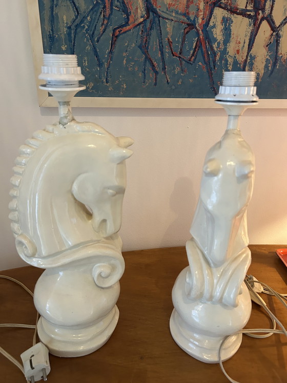 Image 1 of Set of table lamps, earthenware, horse head