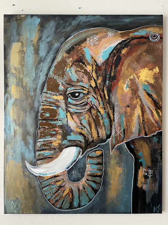 Image 1 of Elephant painting 80 by 100 cm