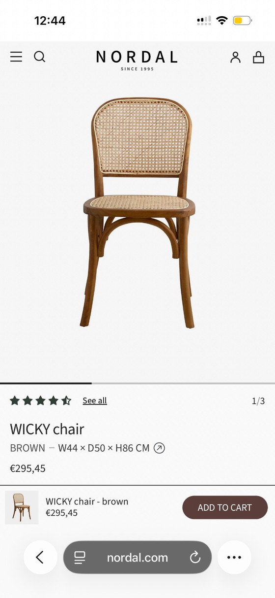 Image 1 of 4 sillas danesas de ratán y madera (NORDAL)