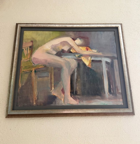 Image 1 of Dipinto figurativo francese originale degli anni '70, firmato Marais