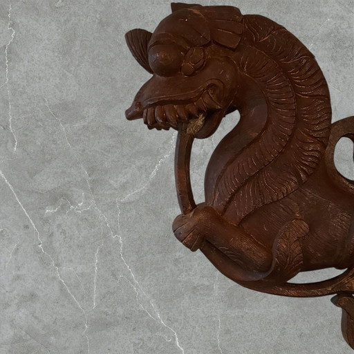 Chinese wooden statue of a Foo Dog