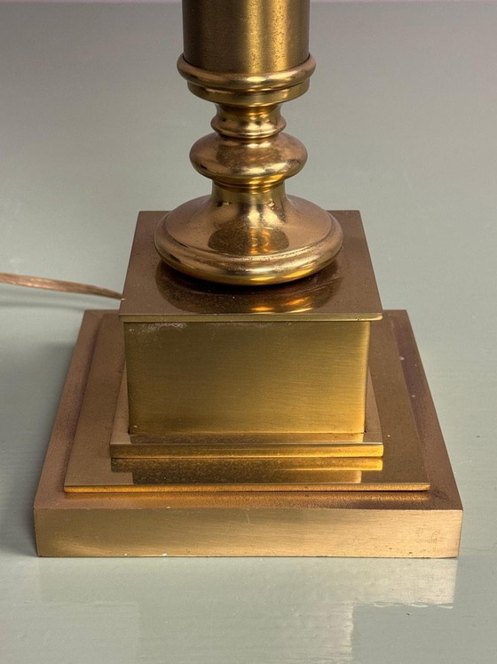 Hollywood Regency Solid Brass Column Table Lamp, Attributed to Maison Jansen. France, 1970s. Ref.: TL 302 (photo 6 of 14)