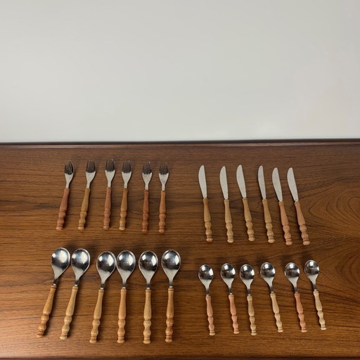 Houten bestekset voor 6 personen, Duitsland, 1970