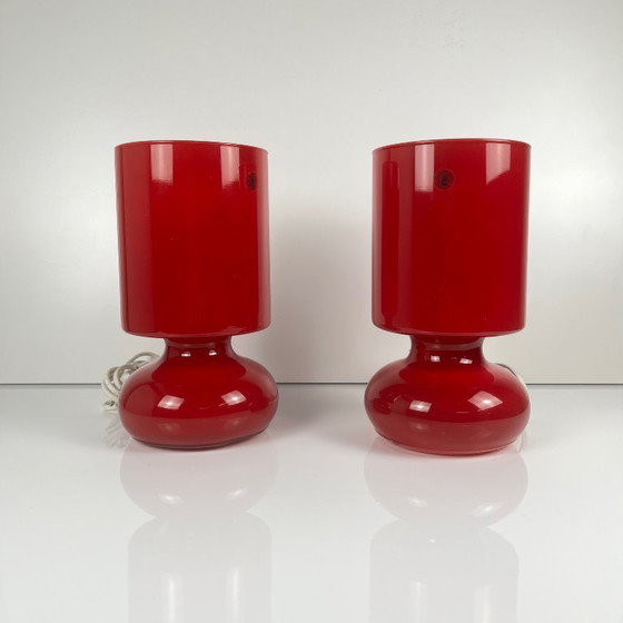Image 1 of Rotes IKEA Lykta Lampen-Duo, 1990