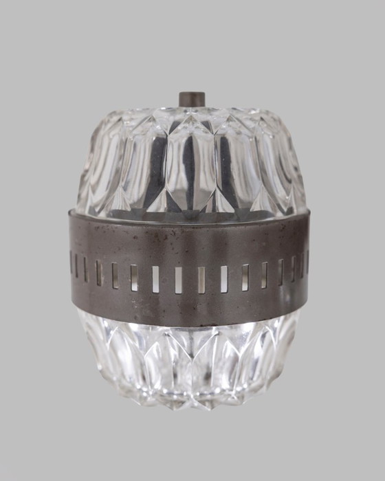 Image 1 of Paire d'appliques murales vintage des années 1960 en métal et cristal, design italien