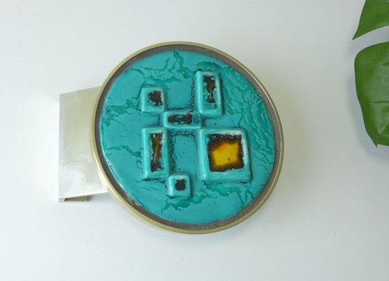 Image 1 of Vintage deurklink, duwgreep, deurgreep, jaren 60/70, keramiek, Space Age, turquoise
