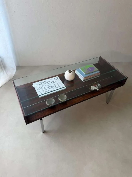 Image 1 of Tavolino da caffè vintage Topform in vetro, acciaio inossidabile e palissandro, anni '60