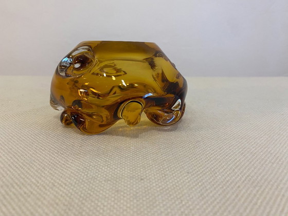 Vintage Tsjechische Boheemse asbak van amberkleurig glas – jaren 70 – Decoratieve objecten (photo 9 of 11)