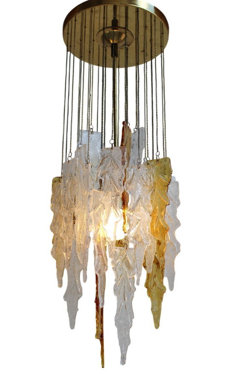 Vintage tweekleurige Murano glazen plafondlamp van Carlo Nason voor Mazzega, jaren 70