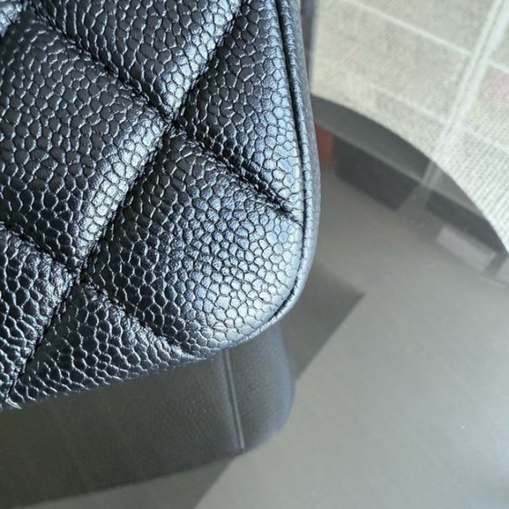 Image 1 of Chanel Seasonal Flap Bag - Caviar Quilted Medallion Soul Black Caviar Gold Hardware Microchip