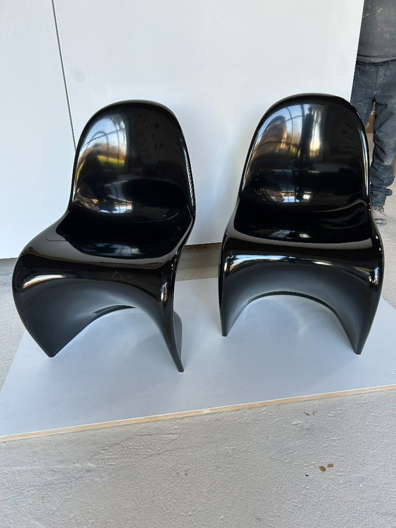 Image 1 of 2x sedia Verner Panton Classic, Herman Miller/Fehlbaum, nera