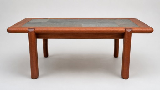 Vintage Danish Style Teak Coffee Table With Slate Tile Top – 1970s – salontafels, Wood