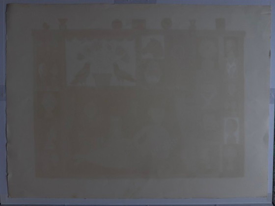 Image 1 of Litografía de Jacques Margerin "Escena de un teatro con gatos"