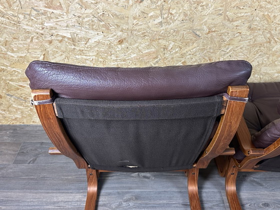 Image 1 of 2x 60s 70s Easy Chair poltrona in pelle Westnofa Norvegia Mid Century