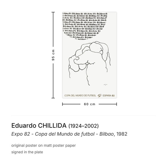 Image 1 of Eduardo CHILLIDA Expo - Copa del Mundo de futbol - Bilbao Affiche 1982