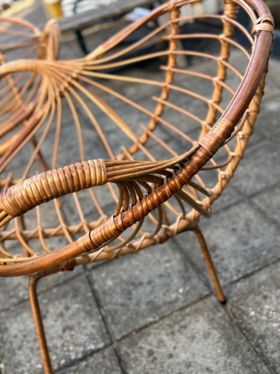 Image 1 of Fauteuils italiens en métal et en rotin MCM
