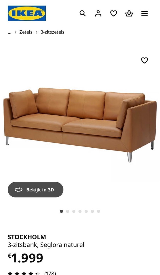 Image 1 of STOCKHOLM 3-seater sofa Ikea