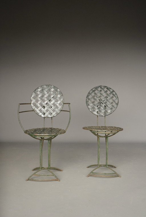 Modernist metal Garden Chairs. 1960s. Set of 2