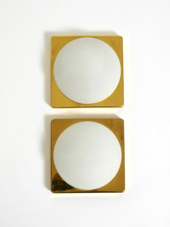 Image 1 of Twee koperen wandlampen uit de jaren 70 van Rolf Krüger voor Heinz Neuhaus Leuchten
