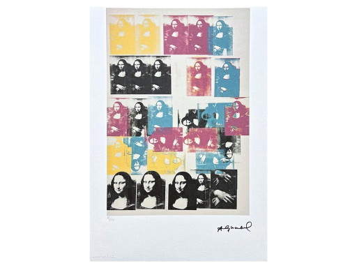Nach Andy Warhol, Kolorierte Mona Lisa, 1980er Jahre, Lithografie – lithos zeefdrukken, Paper