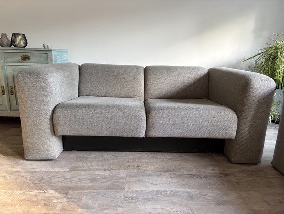 2 En 3 Zitsbank Gelderland – Banken, Textile, Wood (photo 3 of 5)