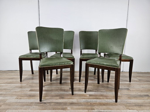 Set of 8 Art Decò oak dining chairs, 1950