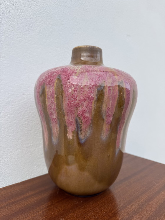 Image 1 of Vaso in gres smaltato rosa Art Déco
