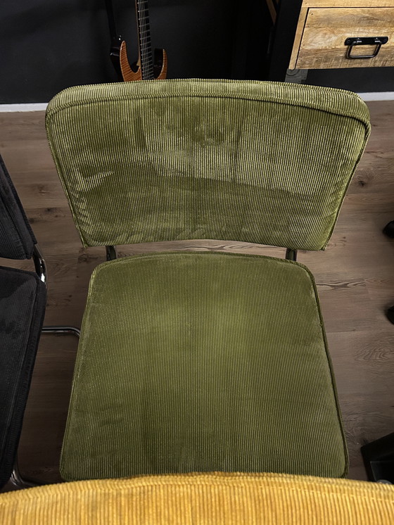 Image 1 of 4x Pure Rib Rib Fabric Chairs with Chrome Tubular Frame