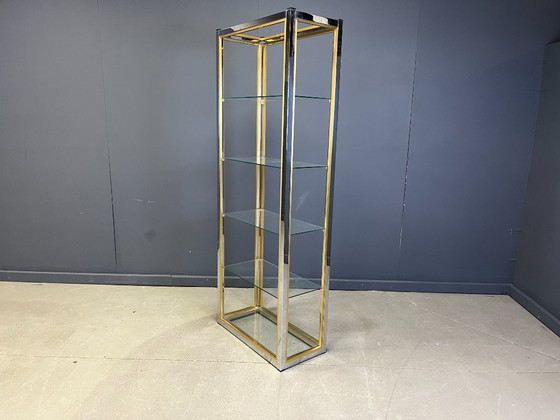 Image 1 of Messing en chromen plank van Renato Zevi, jaren 70.