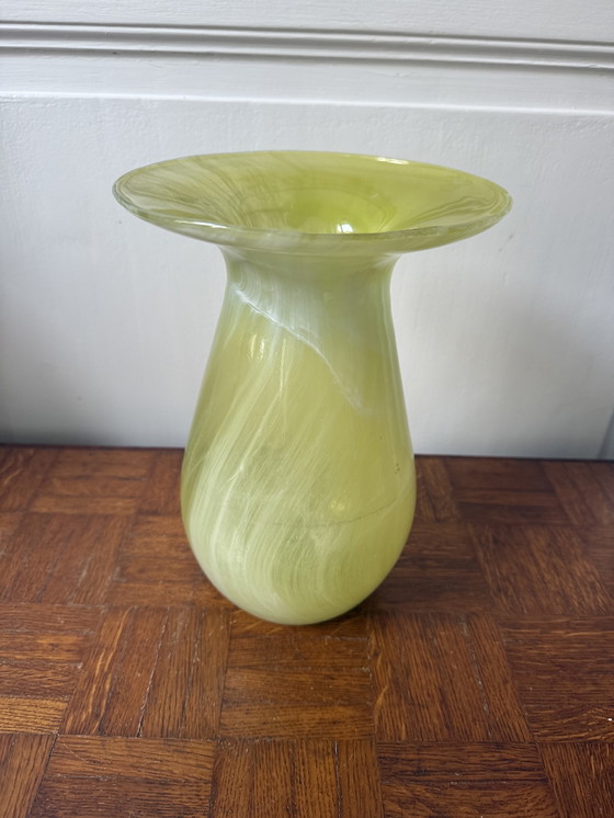 Image 1 of Yellow glass vase, hand-painted cold