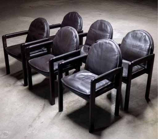 Sedie Bulo in pelle vintage – set da 6 – design belga