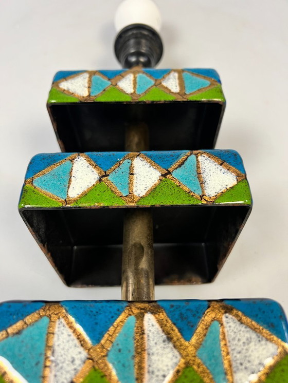 Image 1 of Vintage Geëmailleerde Kleurrijke Tafellamp, Italië 1970's