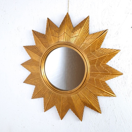 Vintage Sonnen Spiegel Mid-Century Modern Design 70er Gold