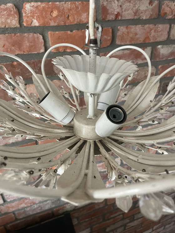 Image 1 of Plafondlamp met bloemenmotief en glazen ornamenten, jaren 50, Duitsland