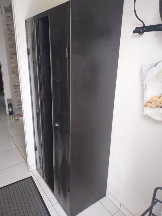 Image 1 of Vintage locker, old 2-door metal wardrobe, clothes rack