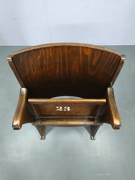 Image 1 of Poltrona da cinema vintage anni '50 in legno di faggio, seduta da teatro.