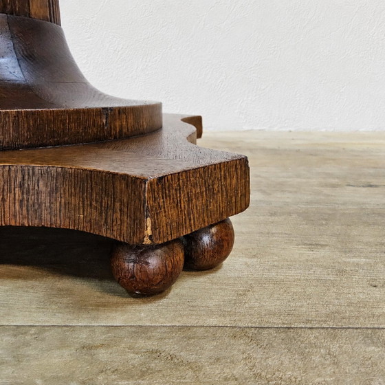 Image 1 of Antieke Eiken houten Art Deco Speeltafel / kaart tafel  / ronde eettafel (uitschuifbaar)