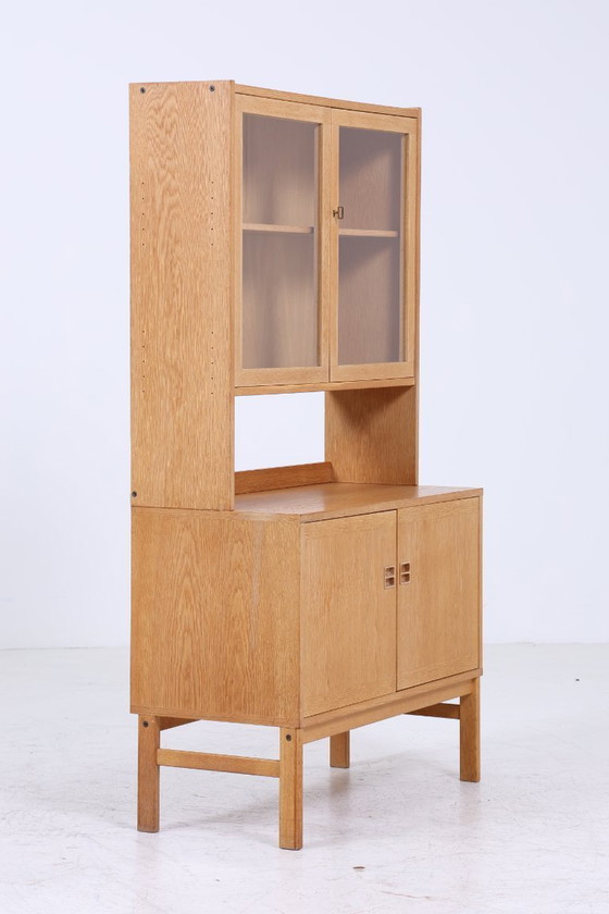 Image 1 of Vintage vitrinekast 60s | Mid Century glazen kast retro plank hout opslag #05-92