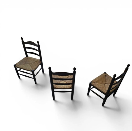 3 x Antique Provincial Ladderback Child's Chairs / Rush Seat / 1930s – Dining chairs (photo 17 of 18)
